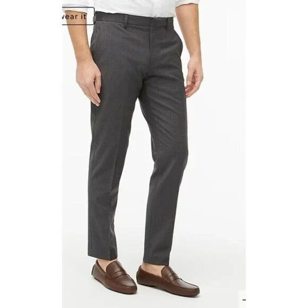 J Crew Thompson Tapered Pants Men's 34x32 (Fit 34x31) Black Wool Blend Dress